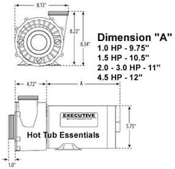 4.5 HP 220V Executive Spa Pump, 48fr, 2sp thumbnail 3